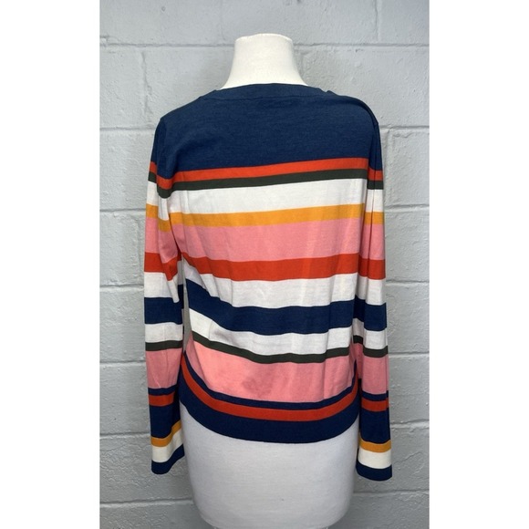 Akris Punto US 10 Kodak Stripe Wool Pullover Sweater Lightweight Blue Pink White - Picture 7 of 12